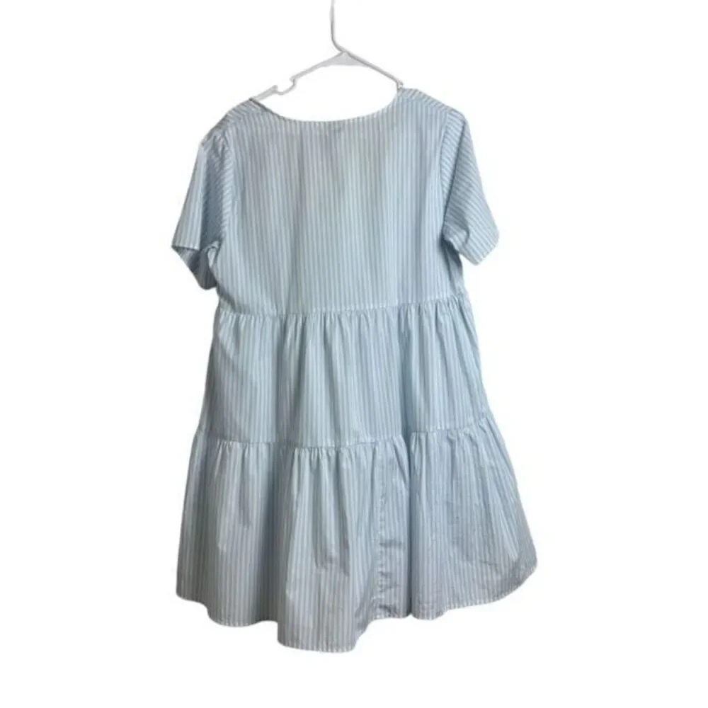 NWT! a new day‎ Womens Medium Cotton Mini Dress Blue White Stripe - Picture 2 of 4